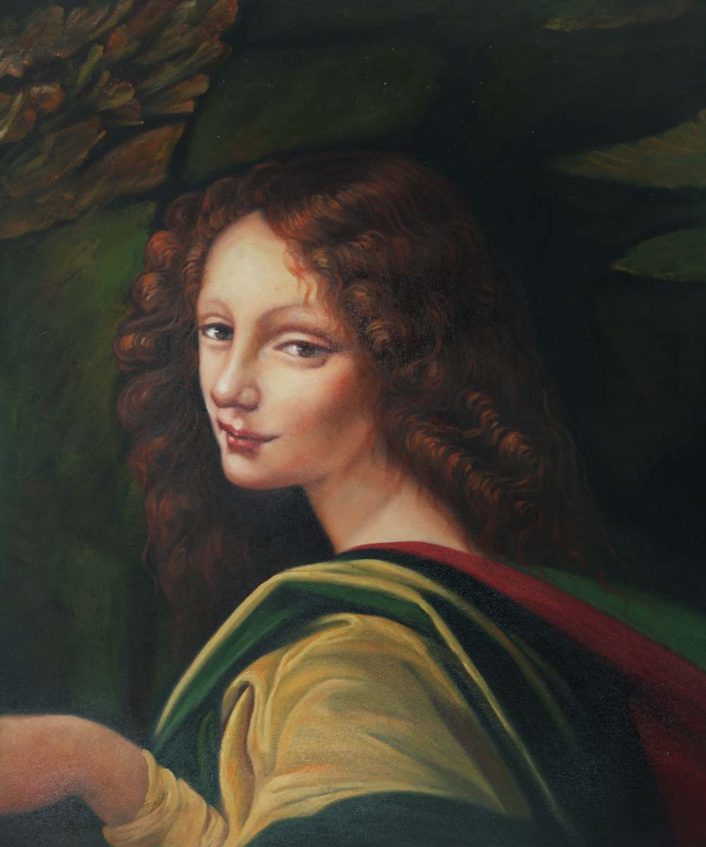 The Virgin of the Rocks (detail - young woman) - Leonardo Da Vinci Painting